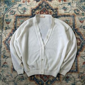 Vintage 1980s Knitcraft Textured Cardigan Sweater Small